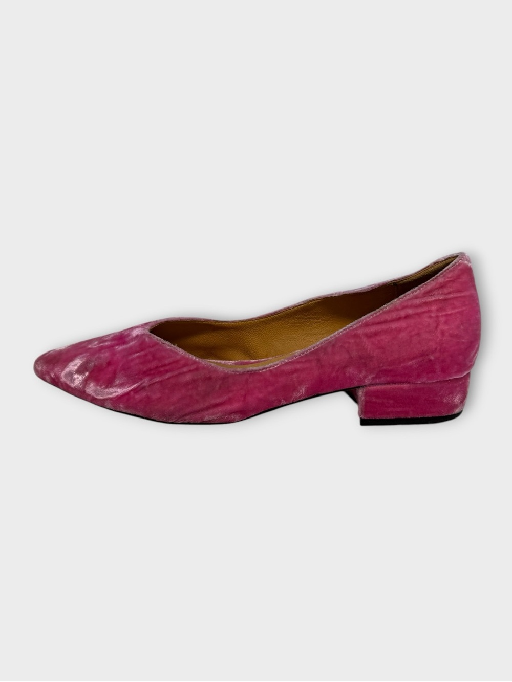Ganni Crushed Velvet Block Heel Pumps